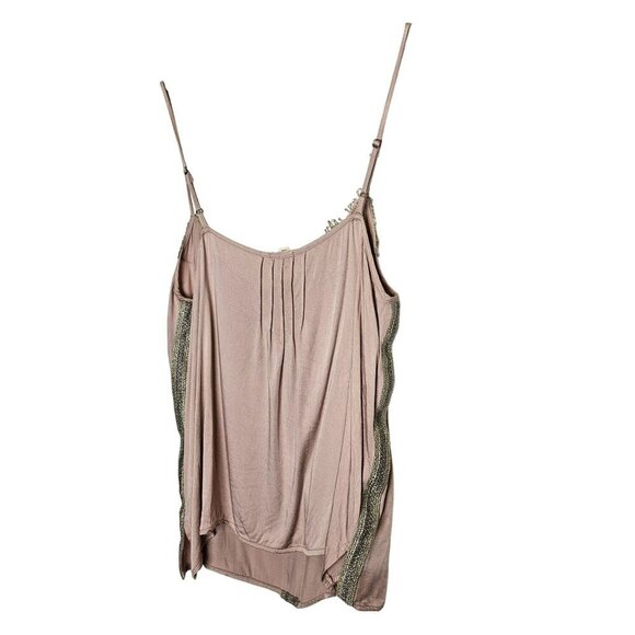 Vintage-Inspired Tiny M Pink & Gold Lace Trimmed Slip Camisole Babydoll Coquette - Picture 2 of 10